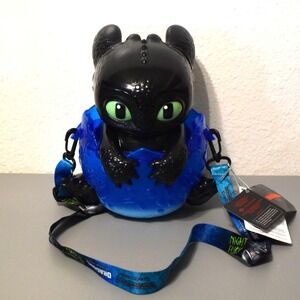 Universal Studios Toothless Popcorn Bucket Kids OS Blue Like New Light Up Egg